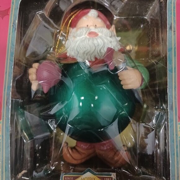 Vintage 90s Matrix Industries Santa Elf Bauble Decoupage Christmas Ornament NEW - Picture 3 of 7